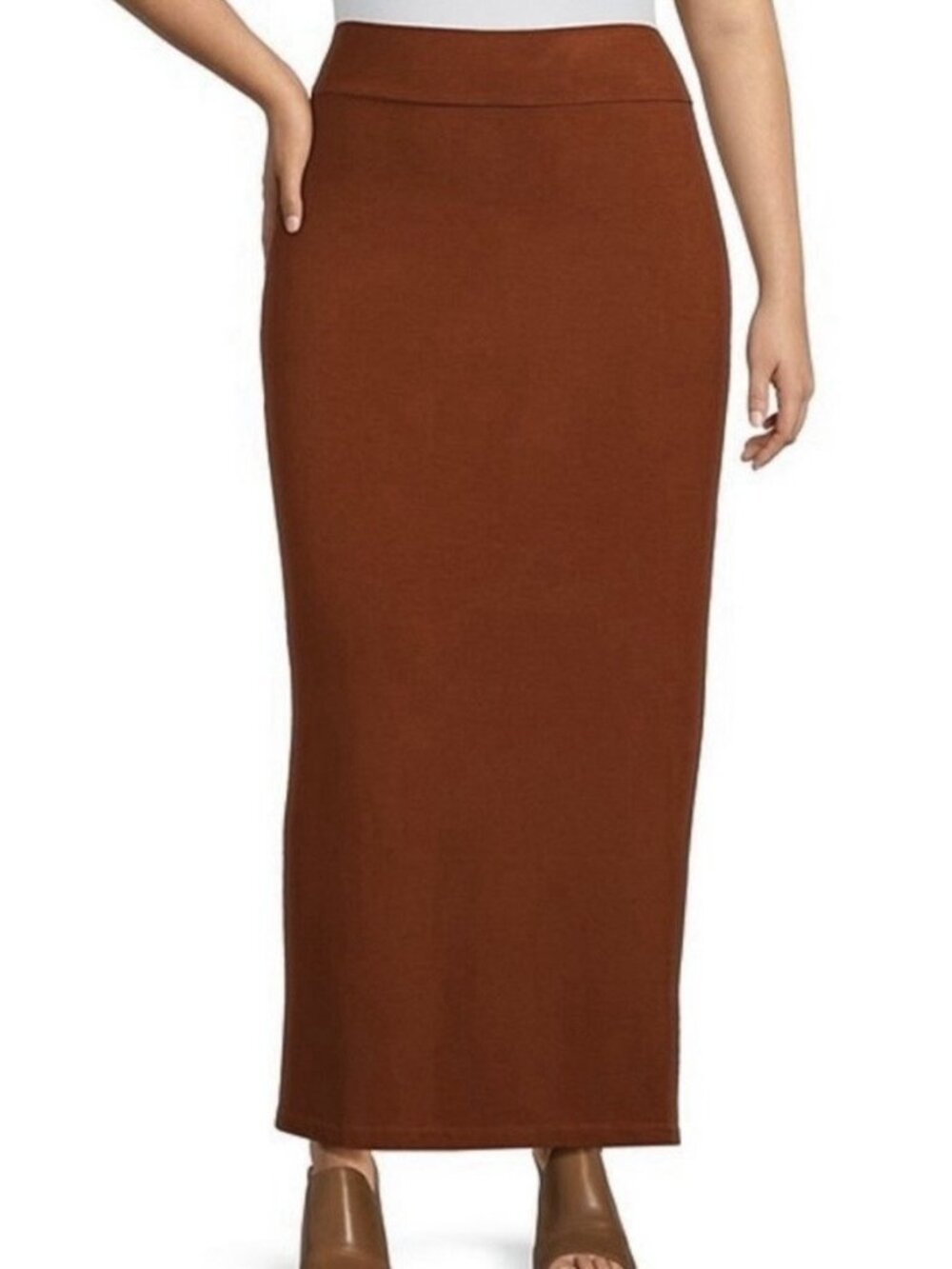 Bryn Walker M 12/14 Slim Maxi Skirt Lagenlook Stretch Jersey Knit Hearth Soft